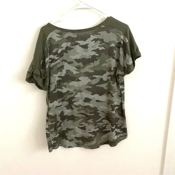 Lucky Brand Women’s  T-Shirt Camouflage Pull Over Short Sleeve Basic Green L - Picture 2 of 5